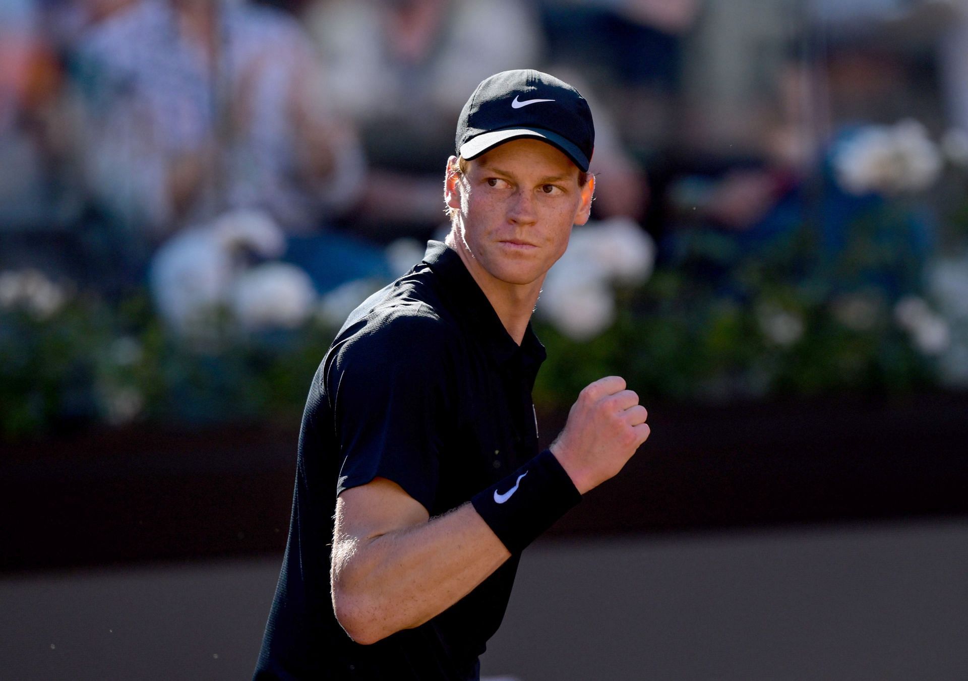 Jannik Sinner celebrates during his Italian Open 3R match | Image Source: Getty